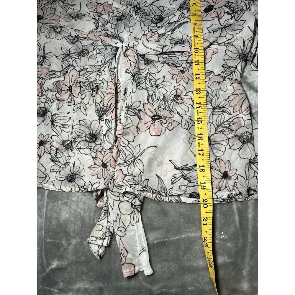 Papermoon Shirt Women Size‎ Medium Floral Off-Shoulder Top Sheer Tye Up Y2K